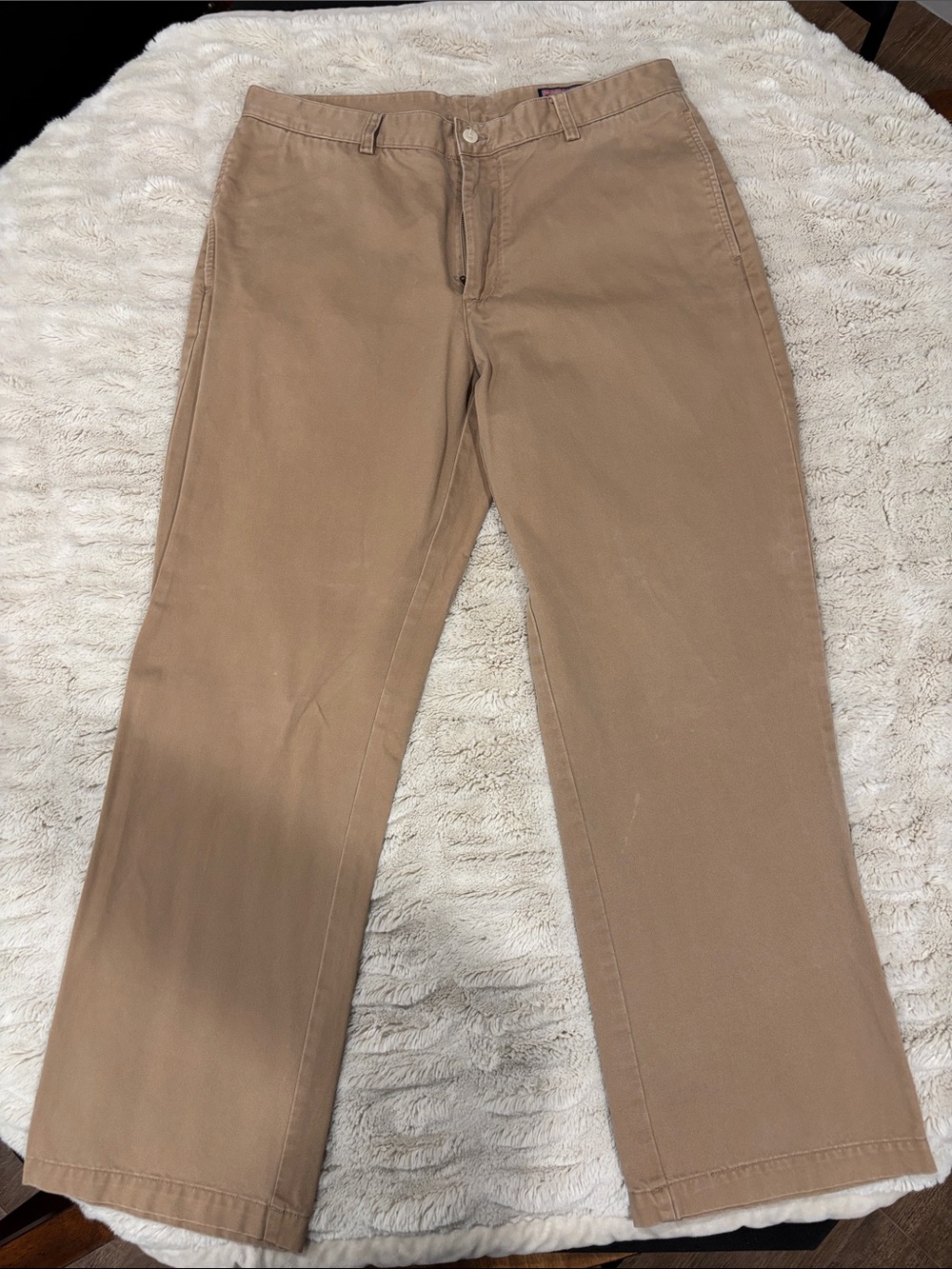 Vineyard Vines Men's Khaki Straight Chino Pants - Light Brown 35 Waist 30 Inseam
